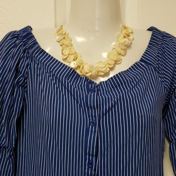 NWOT ๐๐Paper Crane Striped Blue BLOUSE ๐ TOP - Picture 4 of 11